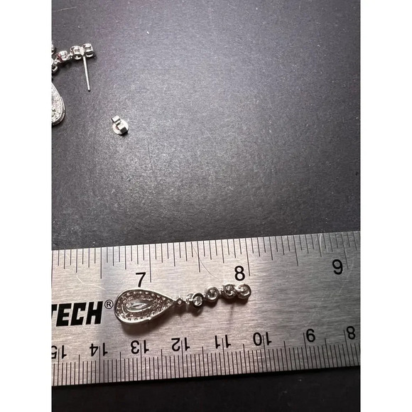 Teardrop CZ sterling silver dangle earrings - Picture 8 of 10